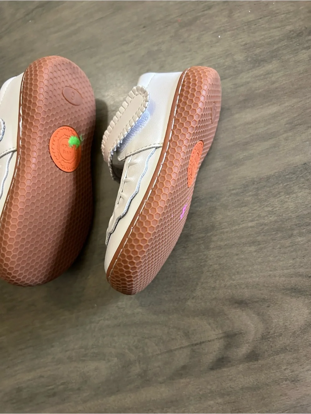 Livie & Luca White Baby Mary Janes with Tan Soles